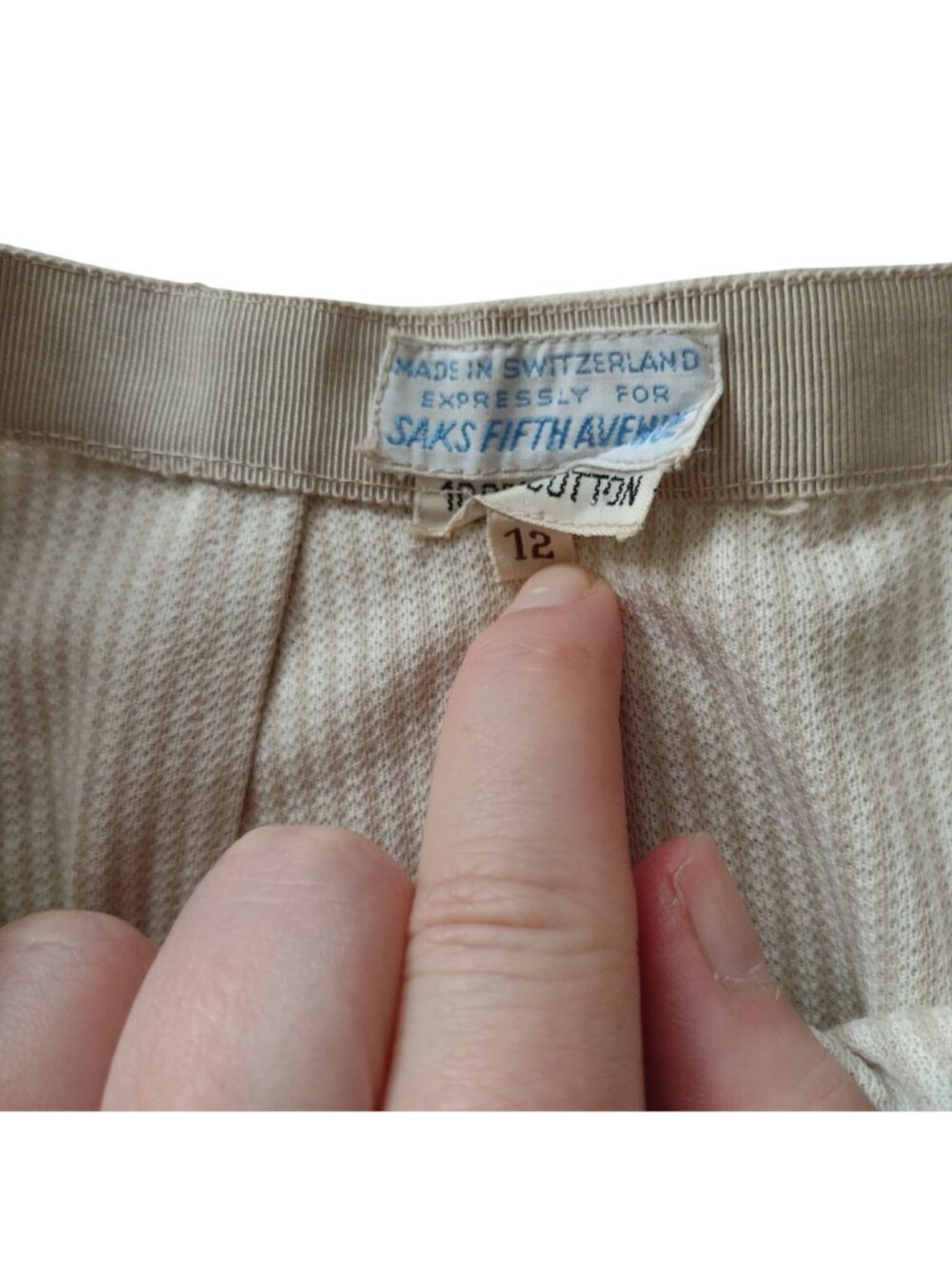 Vintage Mid Century Womens Skirt Suit M L Beige Tonal Stripe 1960s Jackie O - Picture 15 of 16